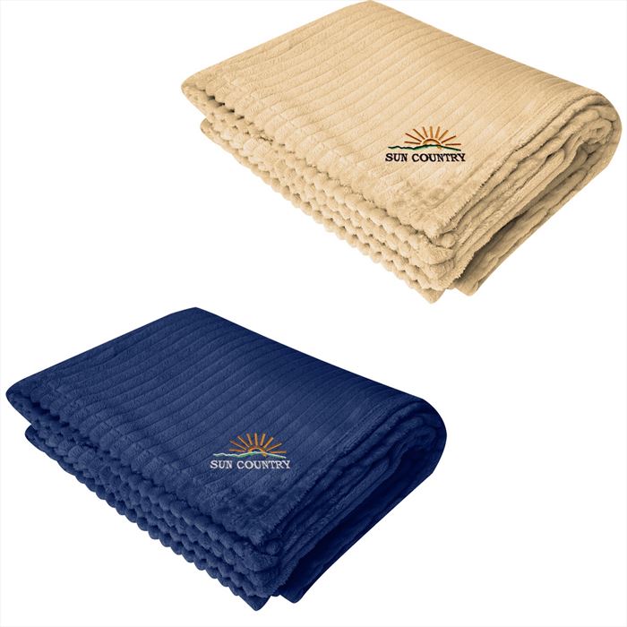 HH8080 Raleigh Recycled Ribbed Flannel Blanket With Embroidered Custom Imprint
